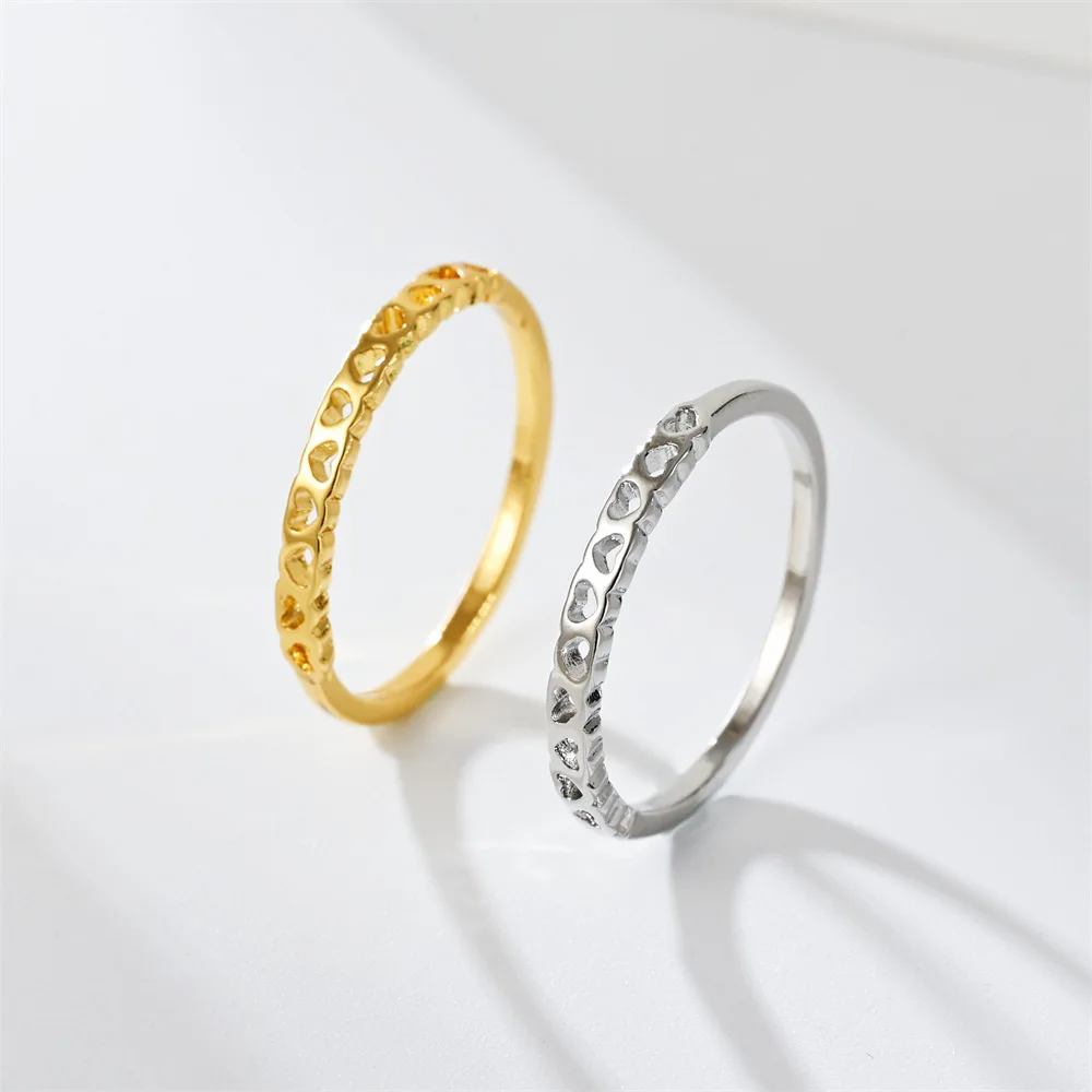 

2MM Hollow Heart-shaped Rings For Women Stainless Steel Hollow Heart Finger Ring Girl Love Wedding Fashion Charm Jewelry Gift