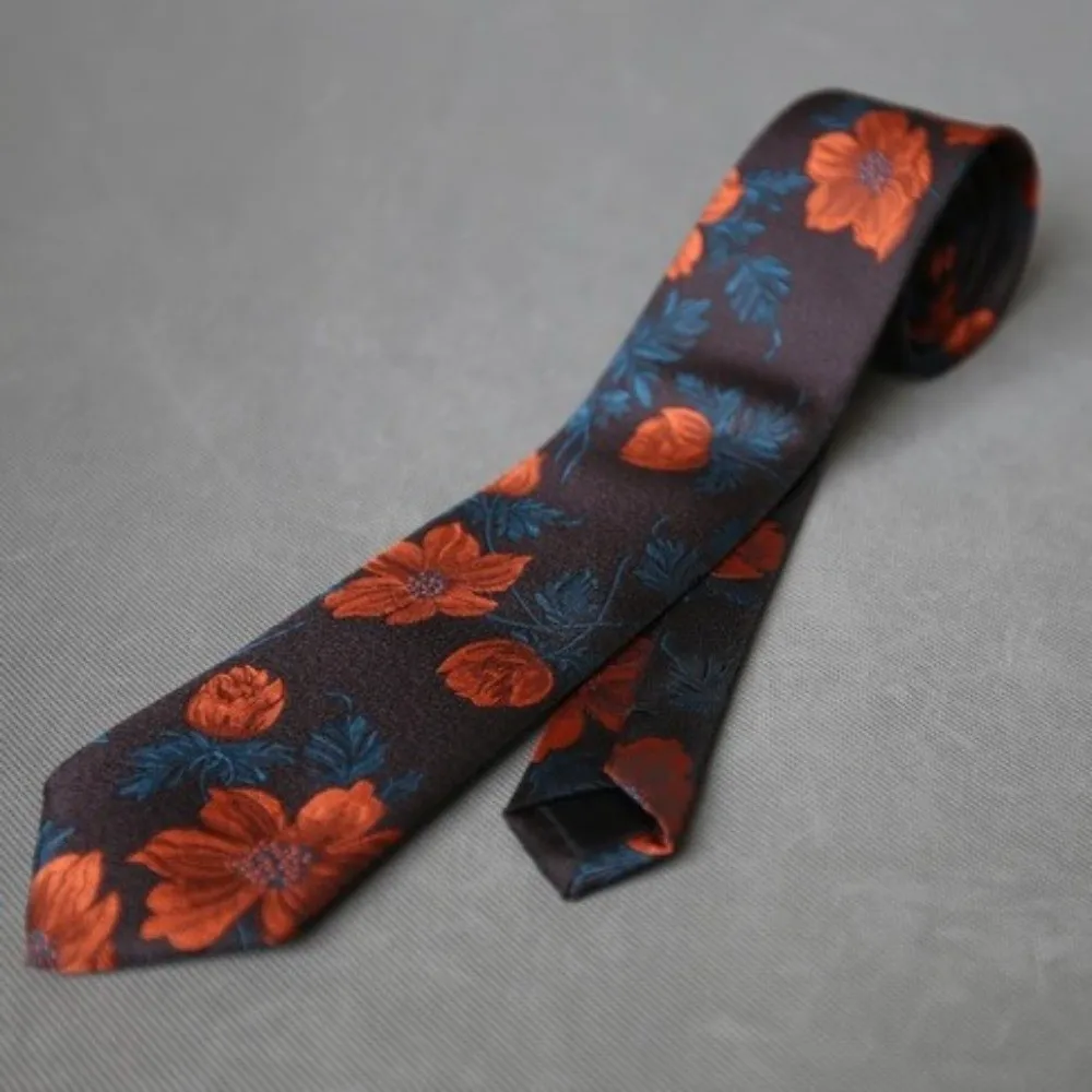 Flower Feather Wedding Men Tie Red Blue Green 7cm Width Business Neckties Geometric Pattern Leaves Design Groom Cravat Leisure