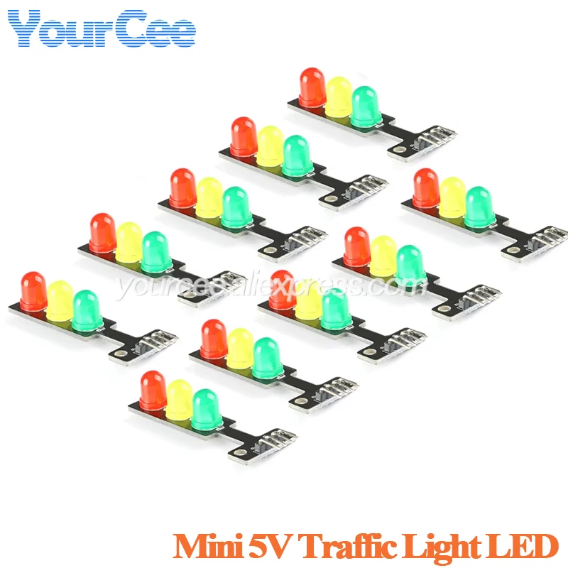 10pcs/1pc 5V Traffic Light LED Display Module Mini Red Yellow Green 5mm LED RGB for Traffic Light System Model for Arduino
