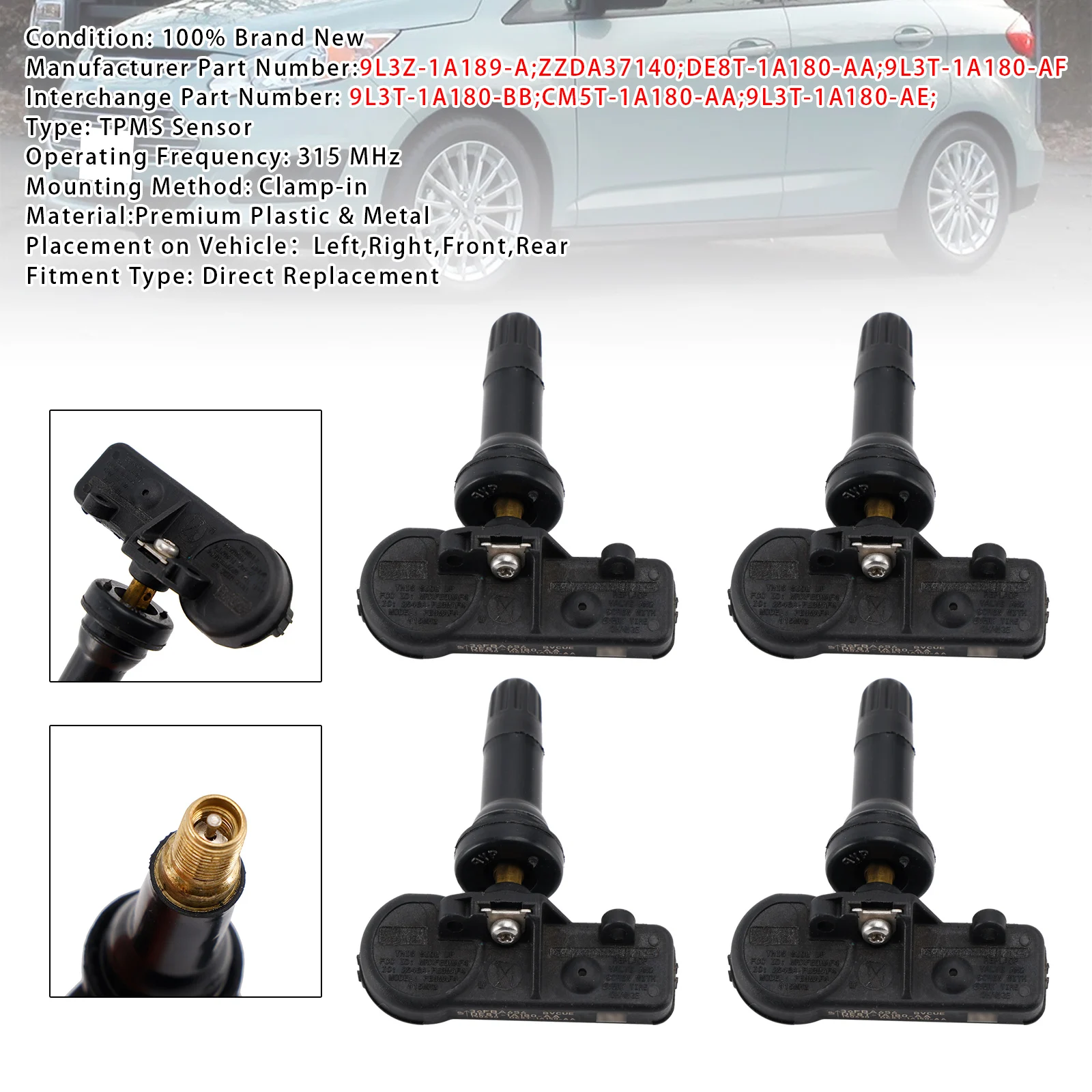 

Датчик давления в шинах Artudatech TPMS для Ford Focus Fiesta C-Max Transit DE8T1A180AA