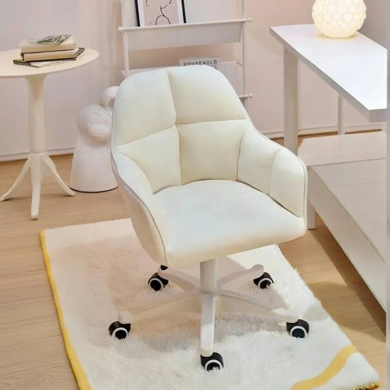

Beige Tall Armrest Office Chair Elegant Bedroom Nordic Ergonomic Gaming Chairs Designer Swivel Silla De Gamer Home Furniture