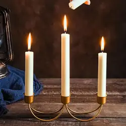 3 Arms Candle Holder Candelabra Elegant Metal Simple Candle Stands for Banquet Event Anniversary Party Dinning Dining Room
