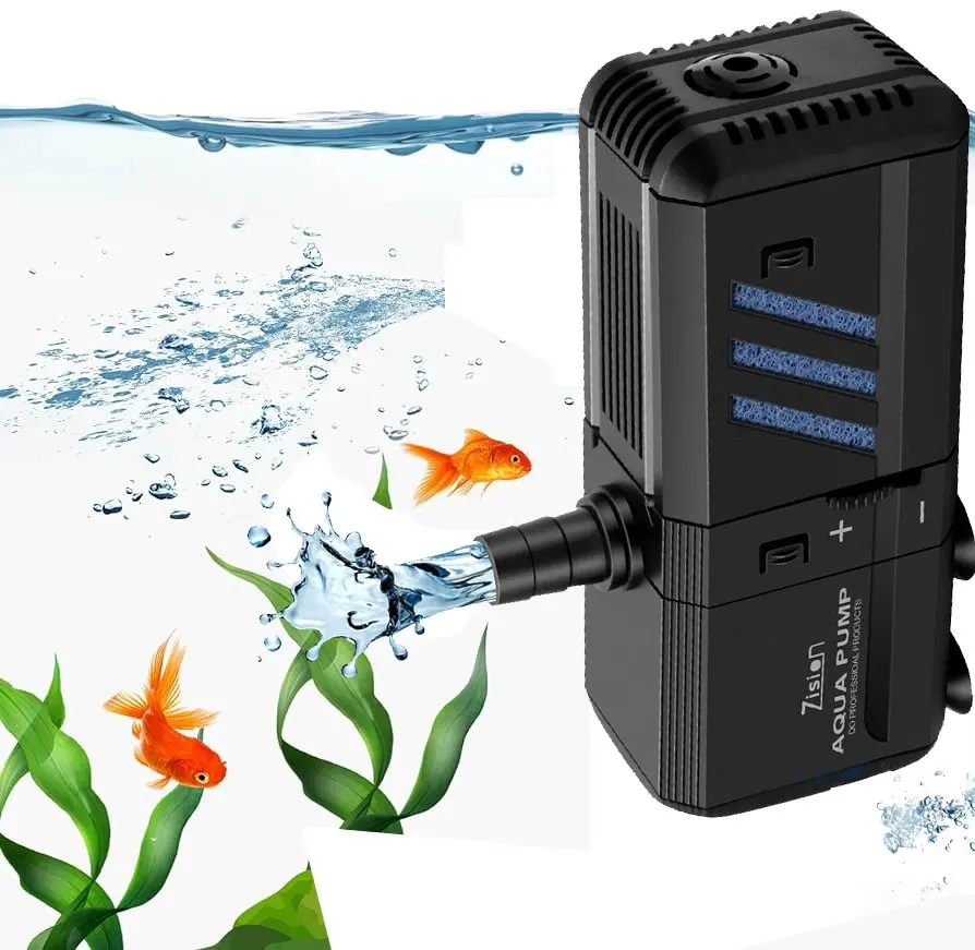 1 Filtro Interno para Acuario, Filtración Interna Ajustable con Bomba de 500 L/h, Apto para Acuarios de 30-150 L
