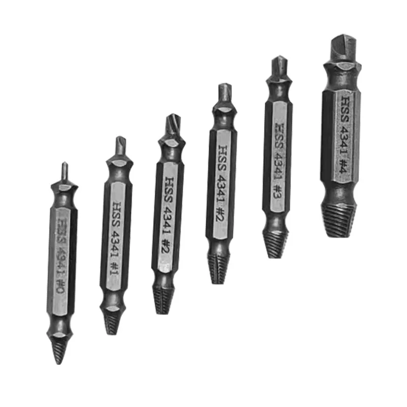 4/5/6Pcs Portable Screw Extractor Double-head HSS4341sliding Tooth Broken Screw Anti-tooth Broken Wire Extractor Set