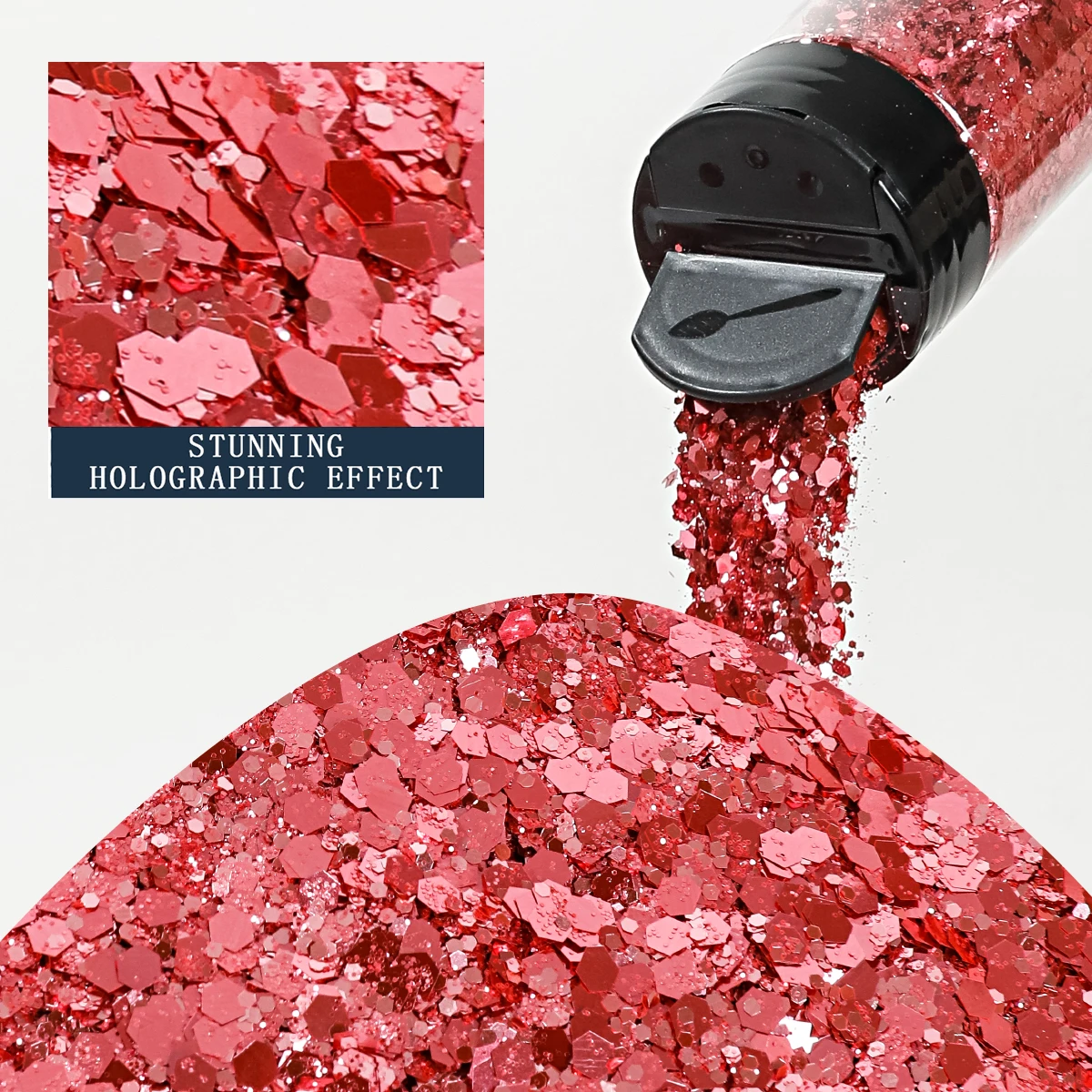 80 g Metallic-Mix, klobiger Glitzer, Bastel-Glitzerpulver, gemischte, klobige, feine, schillernde Nagel-Pailletten für Nägel, Festival-Dekoration – Detail 3
