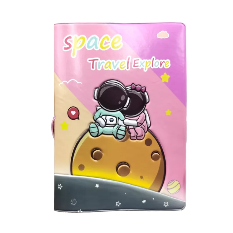 Cartera de viaje porta pasaporte patrón de astronauta funda para pasaporte multifuncional con funda con ranura para tarjeta de crédito de identificación incorporada