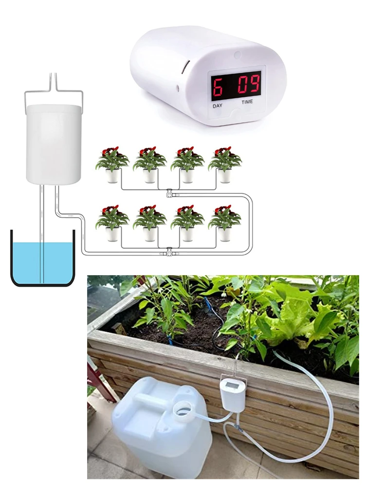 2/4/8 Heads Automatic Watering Pump Controller Plant Flower Home Sprinkler Drip Irrigation Device Pump Timer System Garden Tool