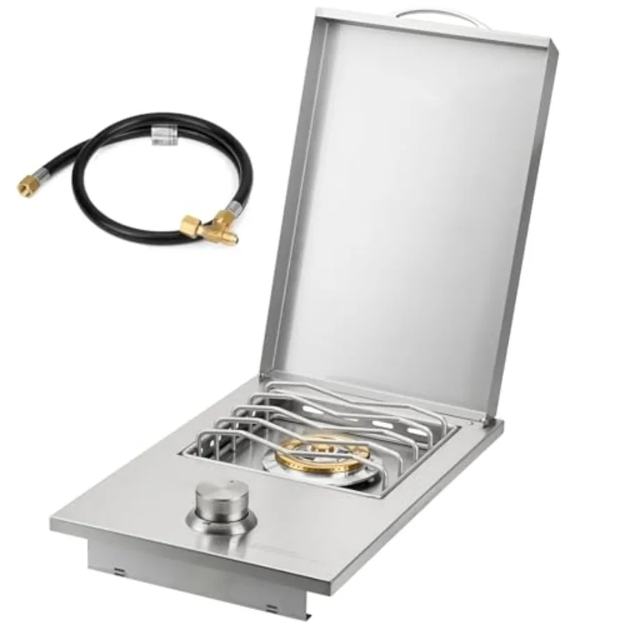 

Outdoor kitchen single-side burner, 304 stainless steel, matte black, liquid propane only, corrosion-resistant and high-heat pe