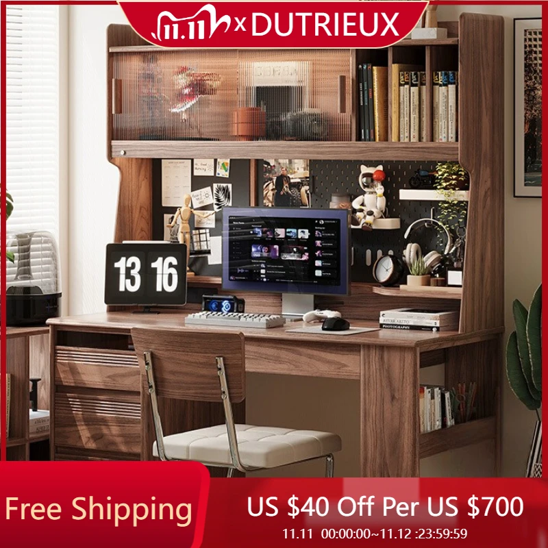 

Solid Wood Nordic Desk Bookshelf Organizers Executive Luxury Modern Table Comfortable Cheap Reading Escritorios Home Furniture