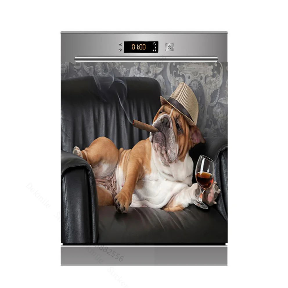 Sofa Funny Dog Dishwasher Sticker Waterproof Animals Cat Frog Birds Tiger Refrigerator Freezer Sticker Cabinet Art Mural Decals