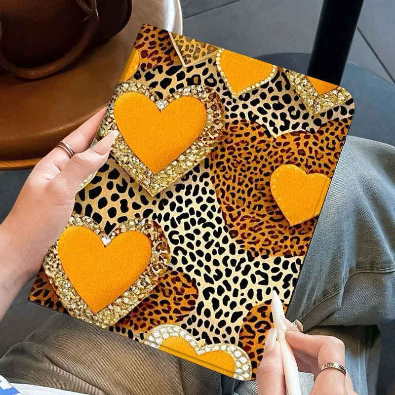 

Leopard print heart pattern Tablet Case For Samsung Galaxy Tab A A7 A8 A9 A11 S6 S11 Lite Plus 10.1 10.4 10.5 Inch