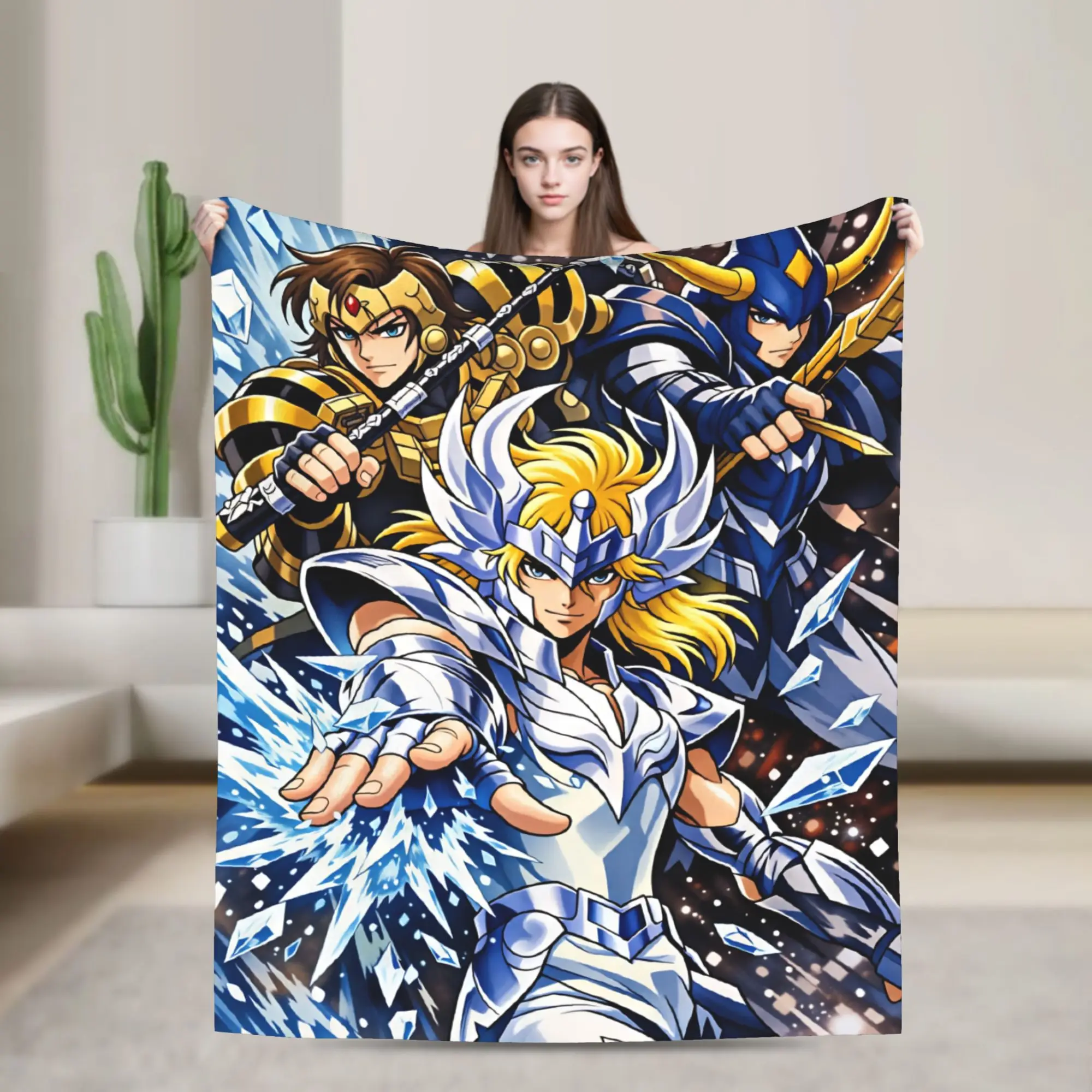 Super Warm Blanket Champion Class Saints Seiyas Anime Throw Blanket  Flannel Bedspread For Home Decor Funny Sofa Bed Cover
