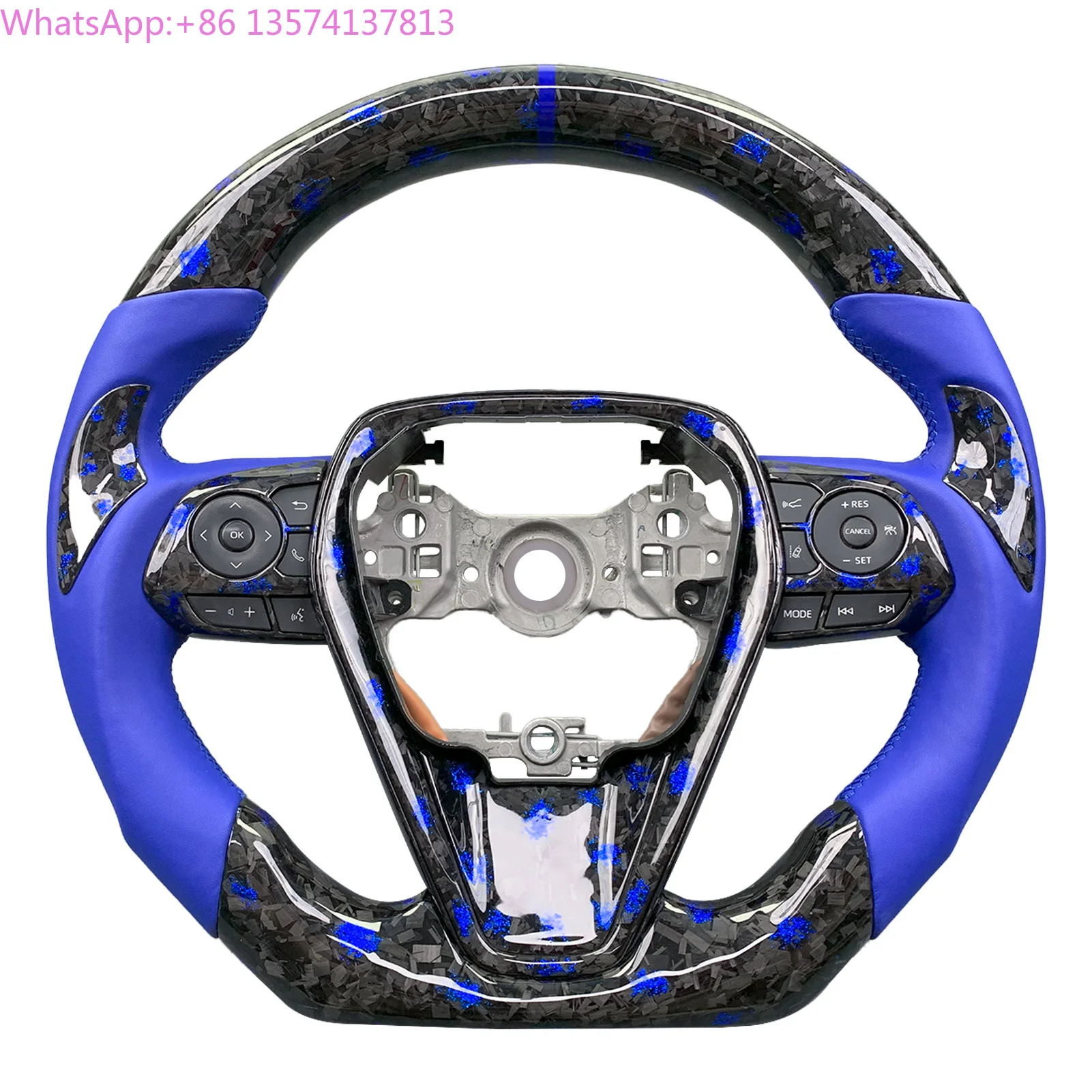 

For Toyota Camry Gen 8th 2018-2023 Sport TRD Style Customized Forged Carbon Fiber Steering Wheel Perforated Leather