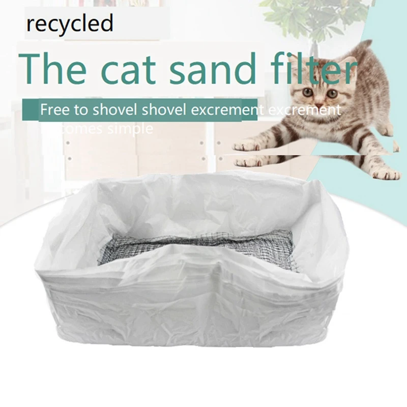 Filtro de heces reutilizable para gatos, forros para excrementos de mascotas, manos libres, bolsa de arena elástica, filtro higiénico, caja de arena, 10 piezas