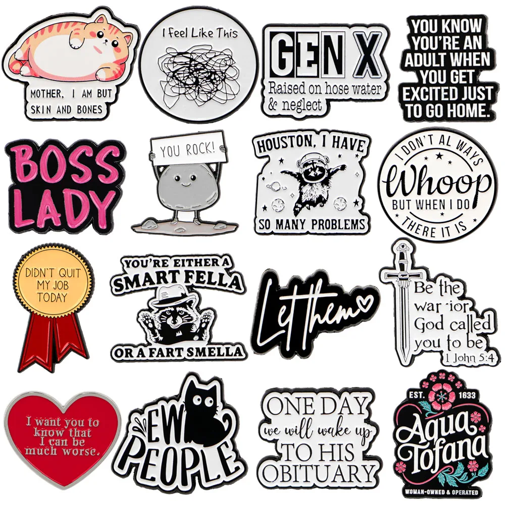 Lustige Katze Anstecknadeln für Rucksack Männer Frauen Brosche für Kleidung Cartoon Abzeichen auf Taschen Emaille Pin Zubehör Pins Geschenke