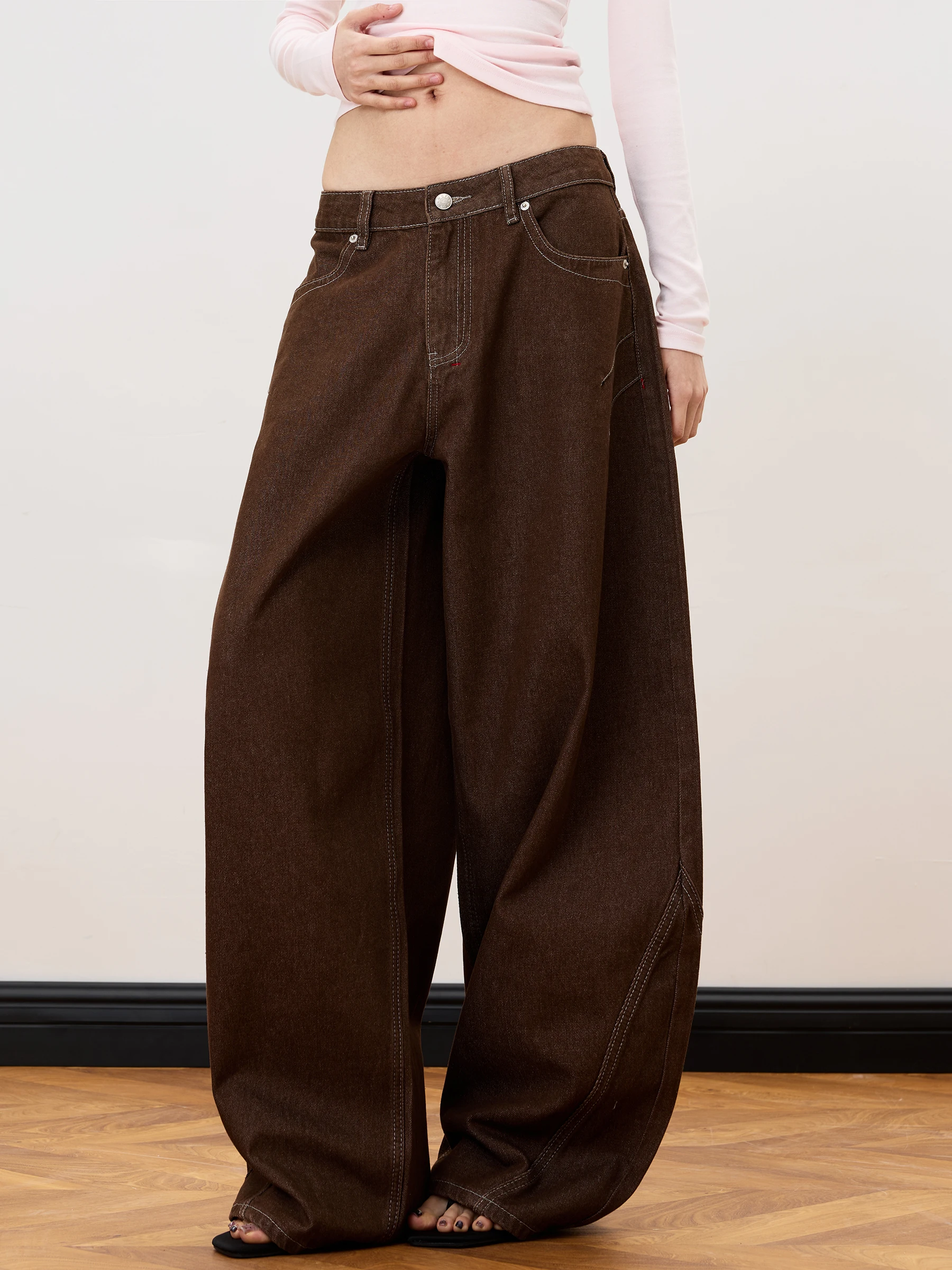 

Джинсы JUNECUT Vintage с широкими штанинами, свободные повседневные длинные брюки, женские джинсы с молнией на талии, на все сезоны