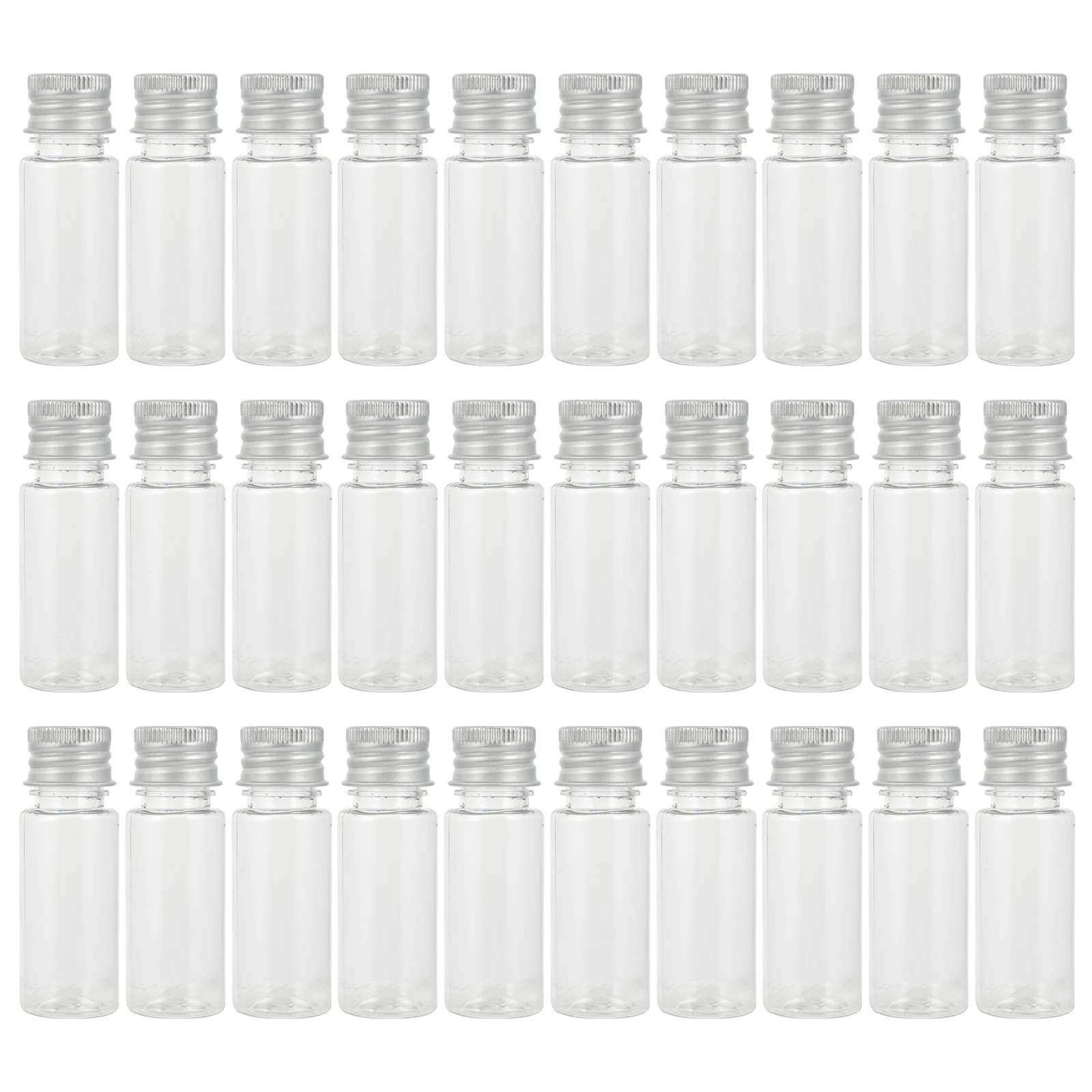

30pcs Empty Transparent Plastic Bottles Aluminum Screw Caps Sealing Lotion Dispensing Travel Size Refillable Storage