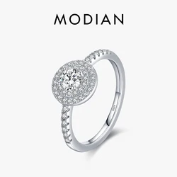 Modian Sparkling Round Clear CZ Charm Rings Fashion 925 Sterling Silver Classic Design Wedding Ring For Women Party Jewelry