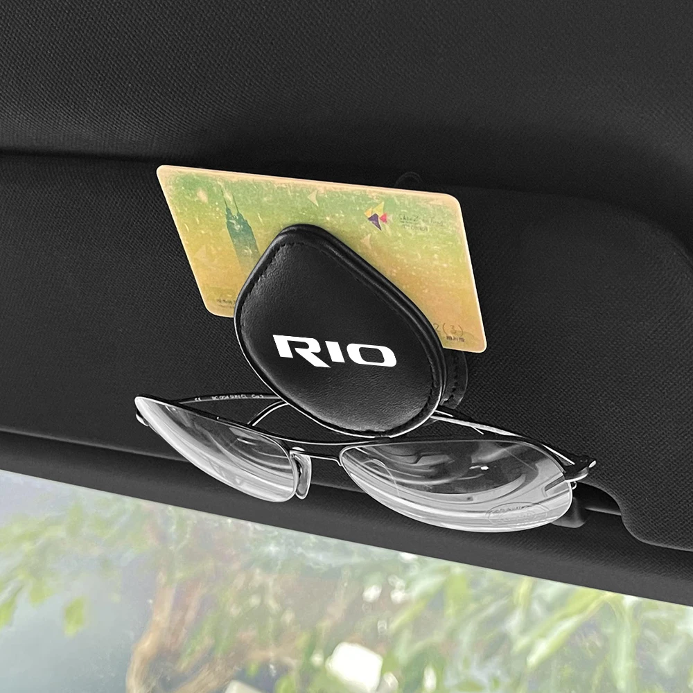 PU Couro Car Visor Óculos de Sol Clip, Titular do óculos, Card Clip, Auto Acessórios De Armazenamento Interior, Kia Rio 3, 4, K2, K3, X-Line