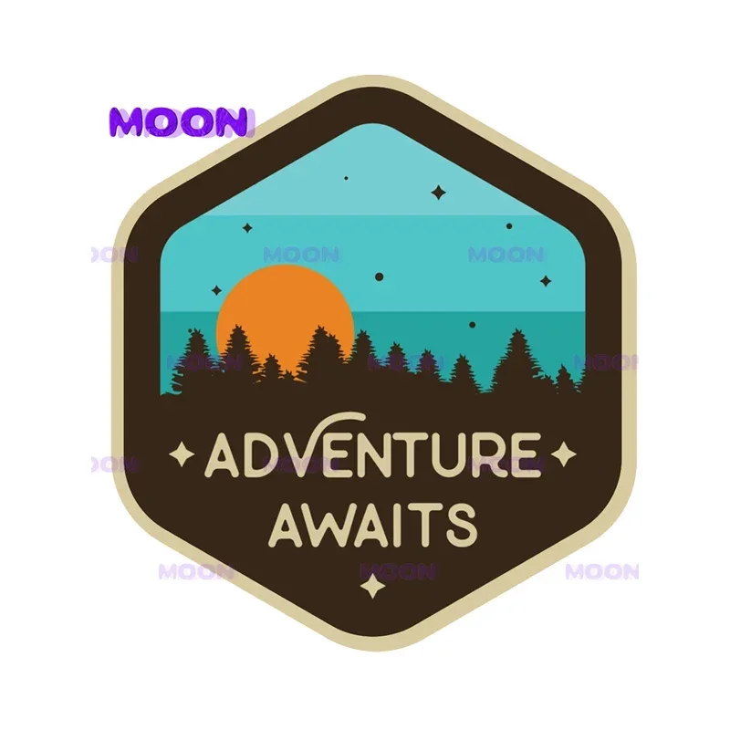 Creative Decal Adventure Awaits Sunset Camping Travel Car Sticker Automobiles Exterior Accessories PVC Decal