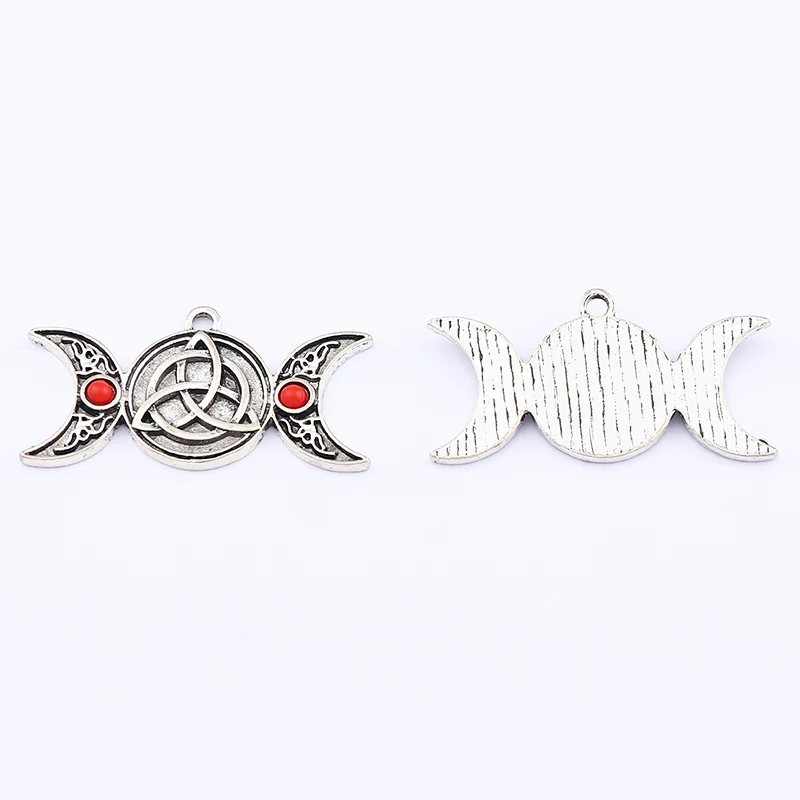 10 x Tibetan Silver Color Triple Viking Triquetra Knot Crescent Moon Charms Pendants for DIY Necklace Jewelry Making Accessories