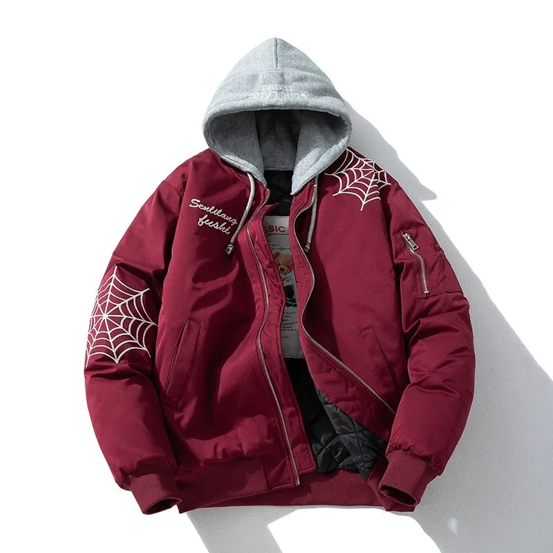 

Spider-Man Cartoon Animation Autumn and Winter Jackets Men's Loose Trendy Thickened Baseball Uniforms Cotton Clothes Wholesale