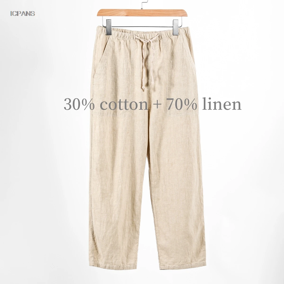 

Summer Thin Linen Pants Men Wide Leg Trousers Baggy Loose Elastic Waist Work Sport Casual Pants Black Khaki Brown Size 4XL 5XL