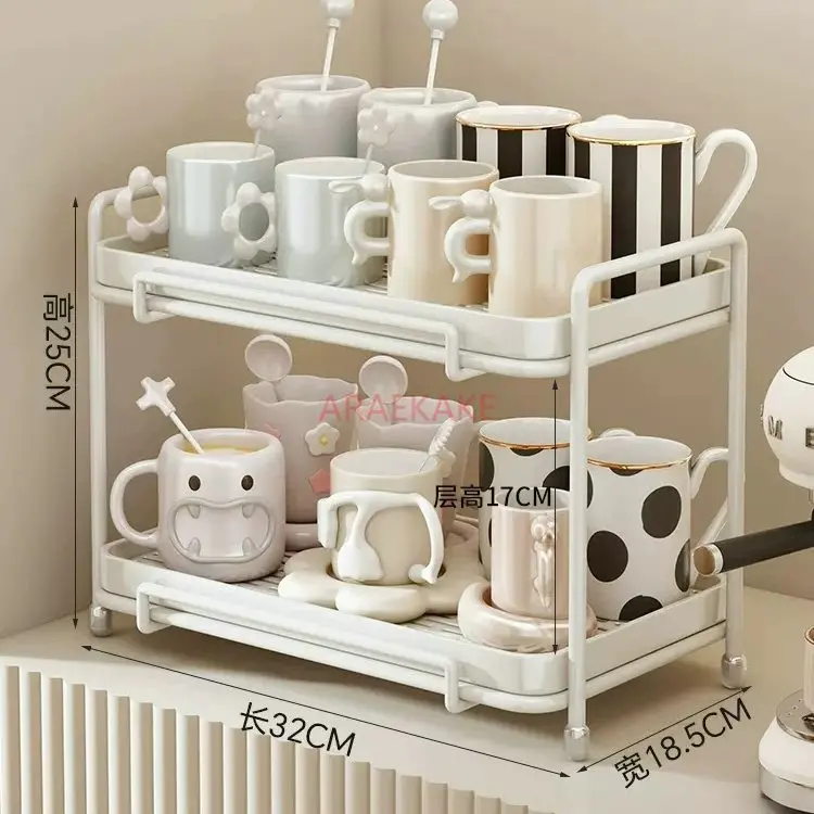 

1pcs Cup storage rack, home desktop layered tea cup, coffee mark, water cup storage rack, drain tray