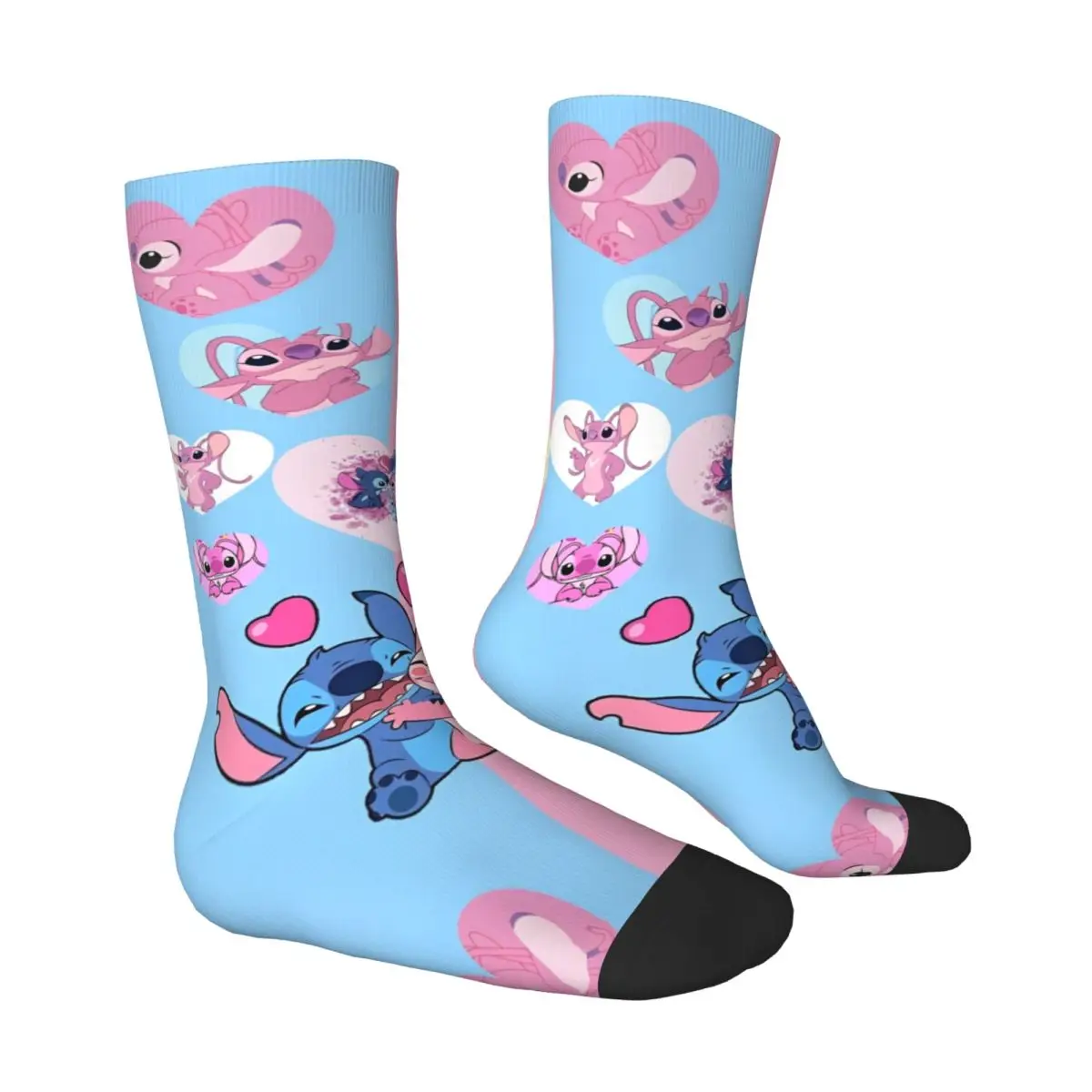 Kawaii Stitch And Angel Stockings Cartoon Comic Pattern Fashion Socks Winter Anti Skid Socks Unisex Men Climbing Quality Socks