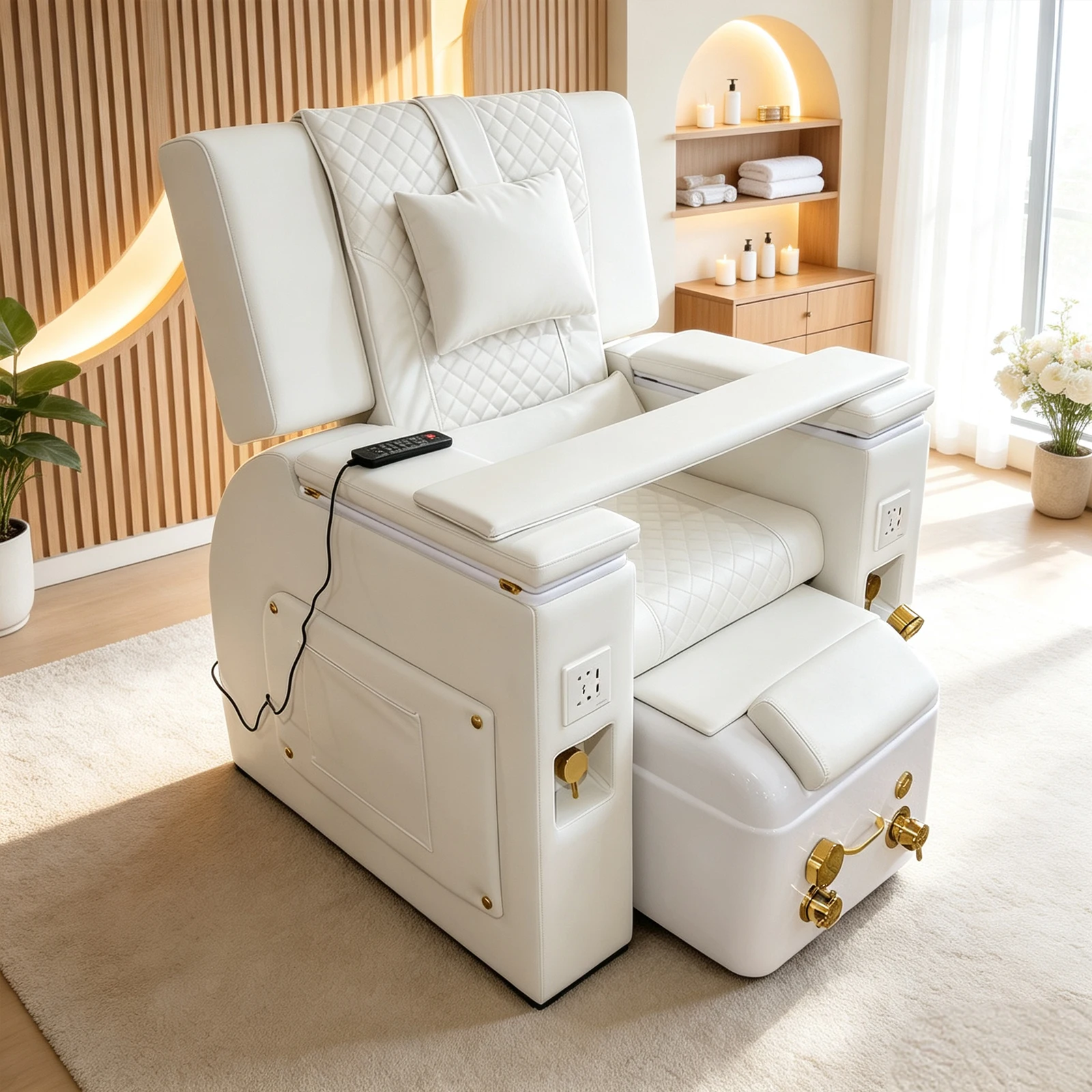 Luxury Electric Pedicure Chair with Foot Tub Commercial Spa Recliner for Hotel Spa Zone Resort Private Spa Suite Gym Wellness Re