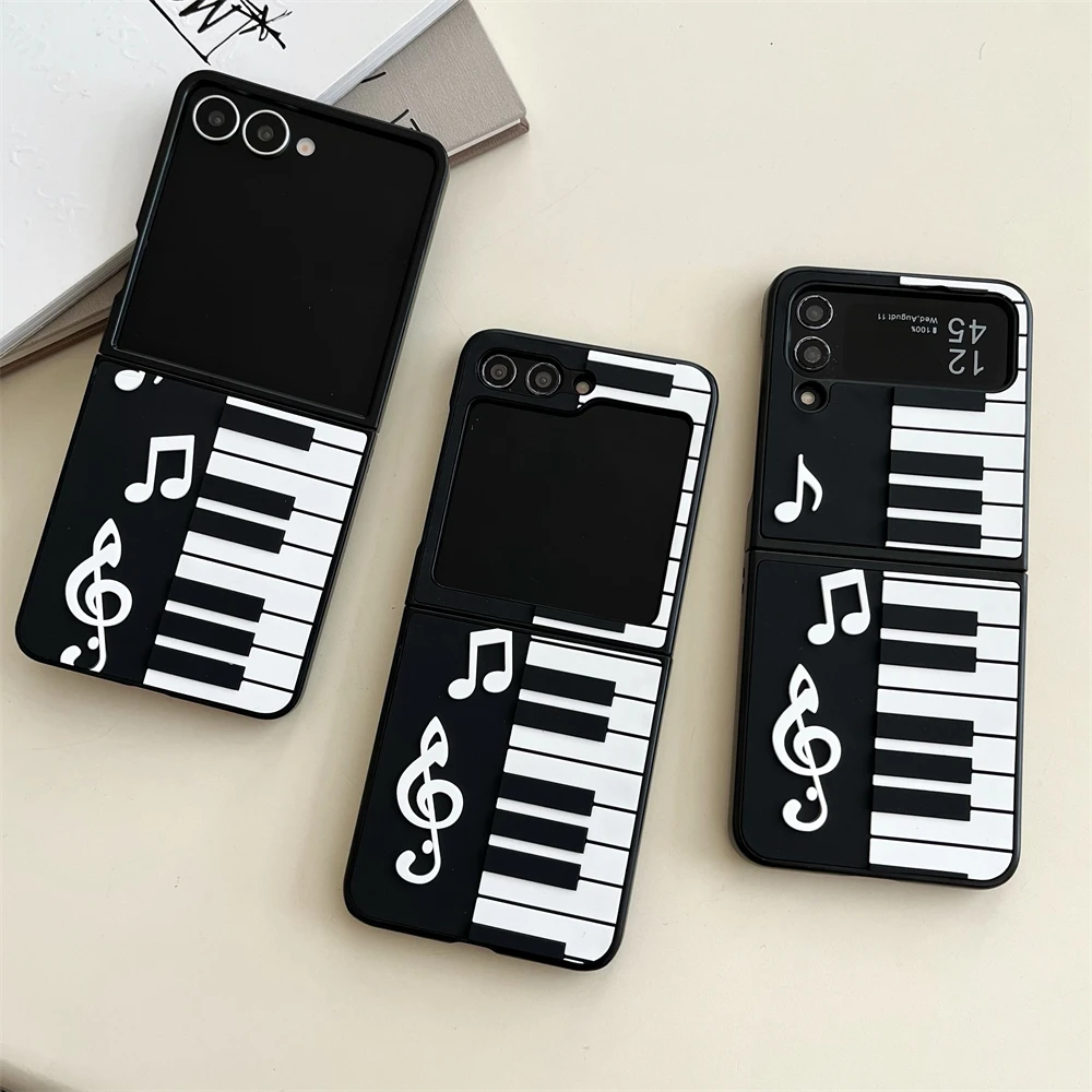 

Back Cover For Samsung Galaxy Z Fold Flip 7 6 5 4 3 Case 3D Piano Soft Tpu Hard Pc Shockproof Phone Case