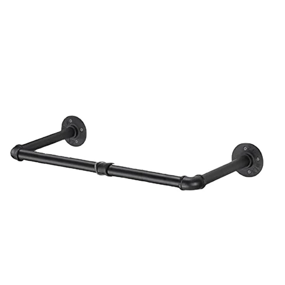 Industrial Pipe Clothes Rack Wall Mounted Heavy Duty Pipe Shelves for Hanging Clothes Coats Laundry Room, Black