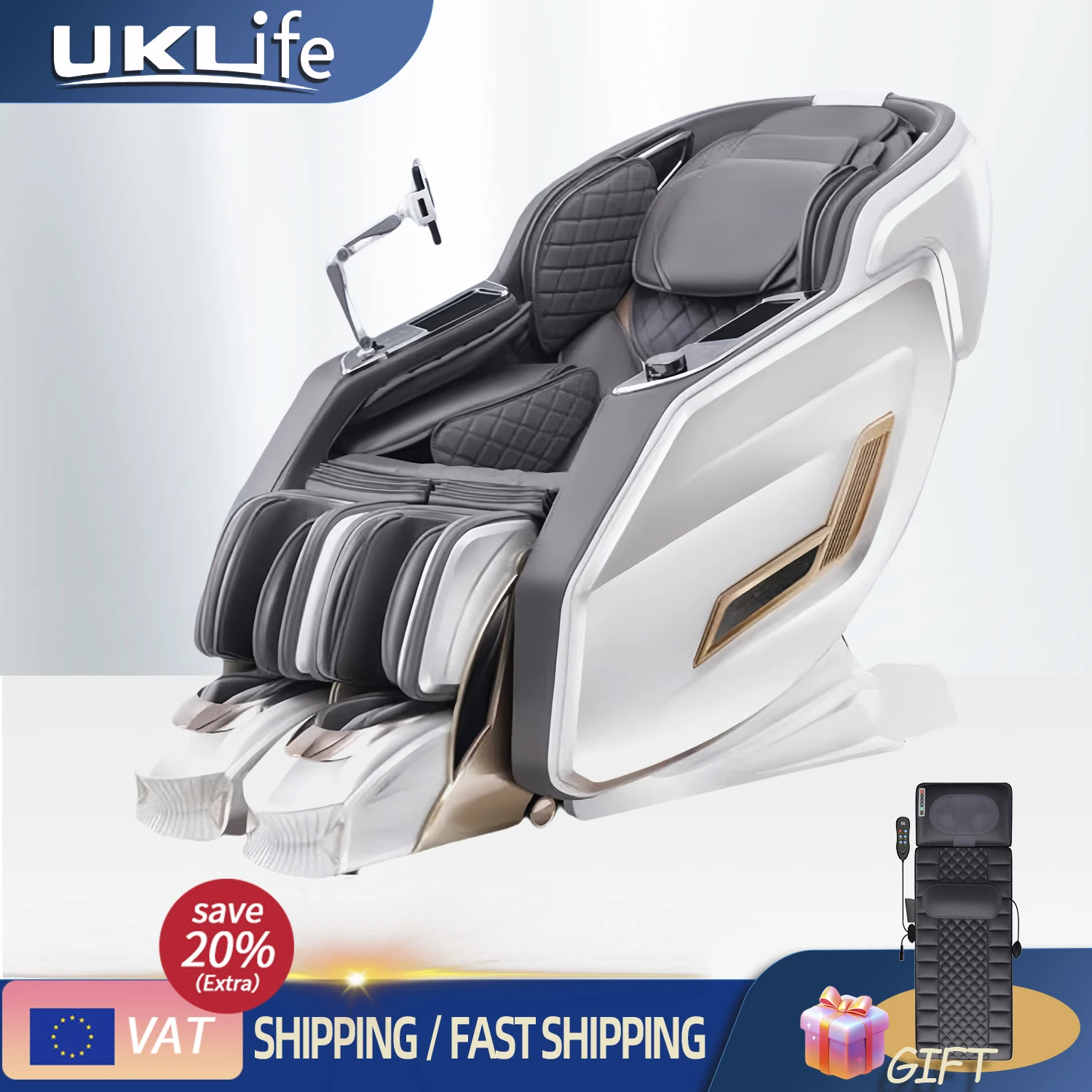 

2025 Upgrade 4D Zero Gravity Massage Chair with AI Voice Control, Body Scan, Heat Therapy, Thai Stretch, APP for Home/Office Use