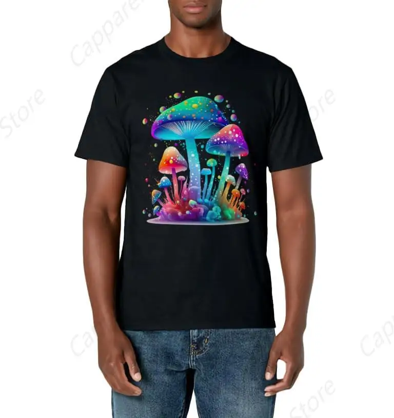 Cute Cottagecore Mushroom Aesthetic Hippie T-Shirt for Men Cotton 100% Summer Tops Women