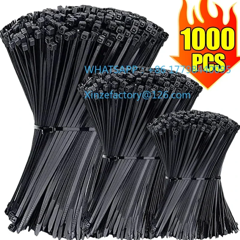

1000/100 шт. нейлоновые кабельные стяжки, самоблокирующиеся шнуровые стяжки, ремни, регулируемые кабели, крепежная петля, проволока на молнии для дома и офиса Ti