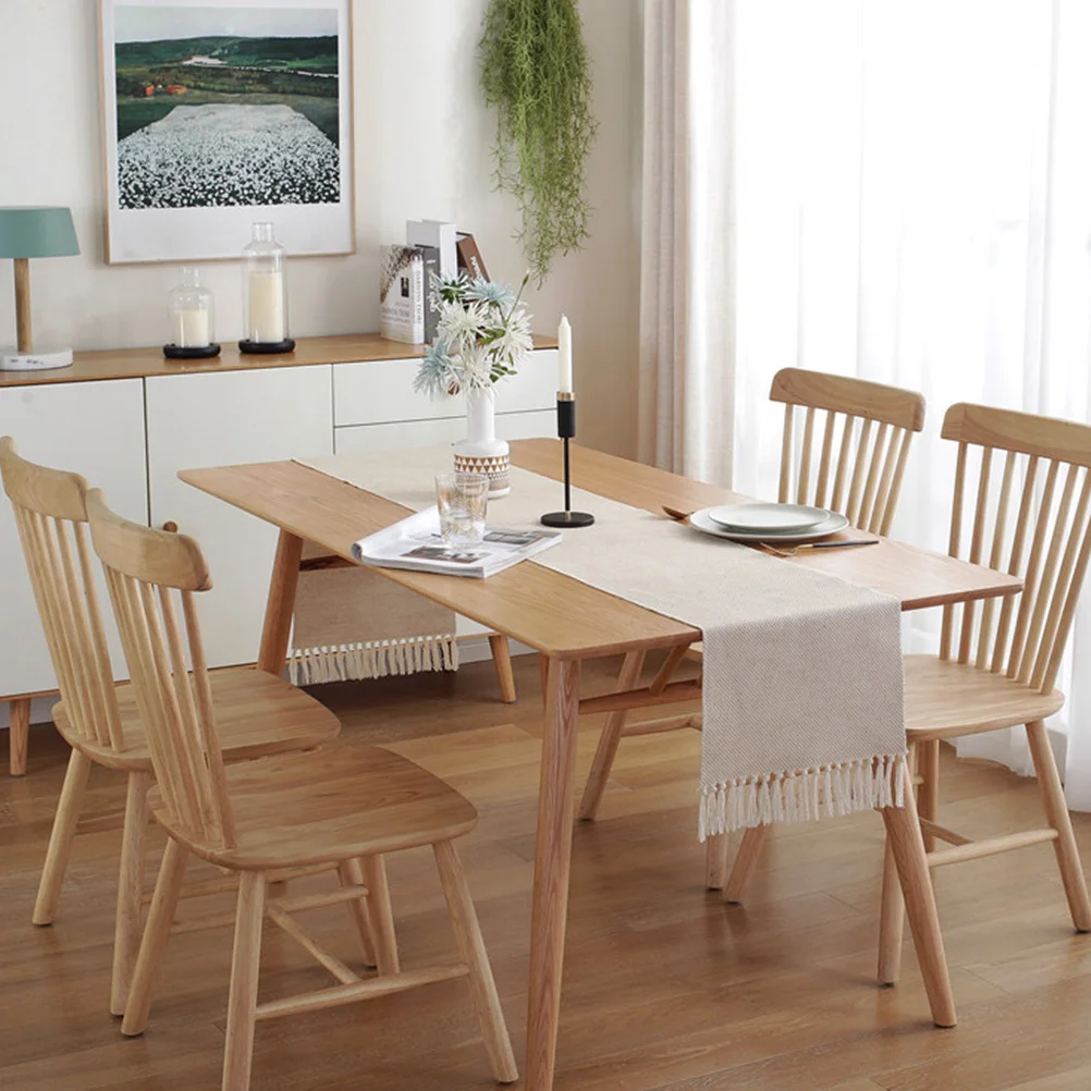 

1 pc Cotton Table Cover Rustic Hand-Woven Wrapping Cloth For Dining Coffee Tables Protective Decorative Household Tassel Design