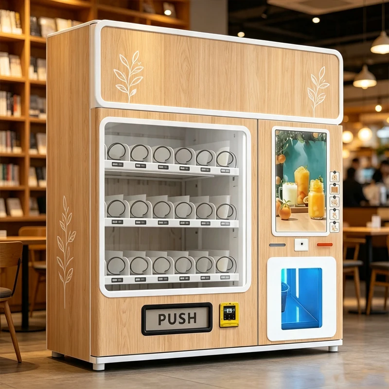 Commercial Self Service Smoothie Machine Touch Screen Juice Maker Cold Drink Dispenser 3 Layer Cooling Cabinet For Cafe Store
