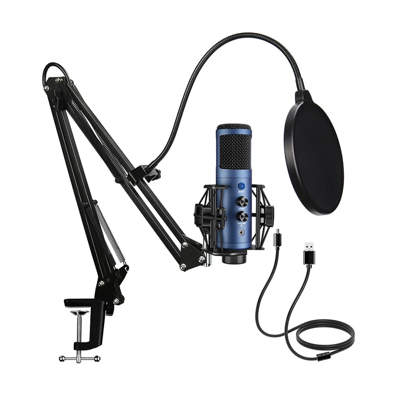 Usb Streaming Microphone Computer Condenser Pc Mic With Mute Button Perceptible Noise-Reducing For Gaming