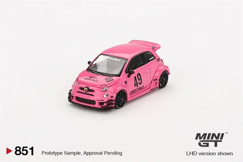 (Pre-order) MINI GT 1:64 ABARTH 595 LB-WORKS x Abas Works Pink LHD Blister box Ver. Diecast Model Car