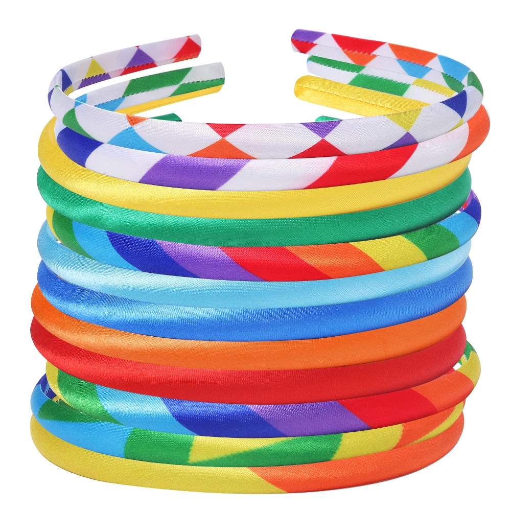 1cm Wide Sweet Glitter Rainbow Headbands Sparkly Printed Hairband for Girls Women Fashion Sweet Hair Accessories(1 Pc)