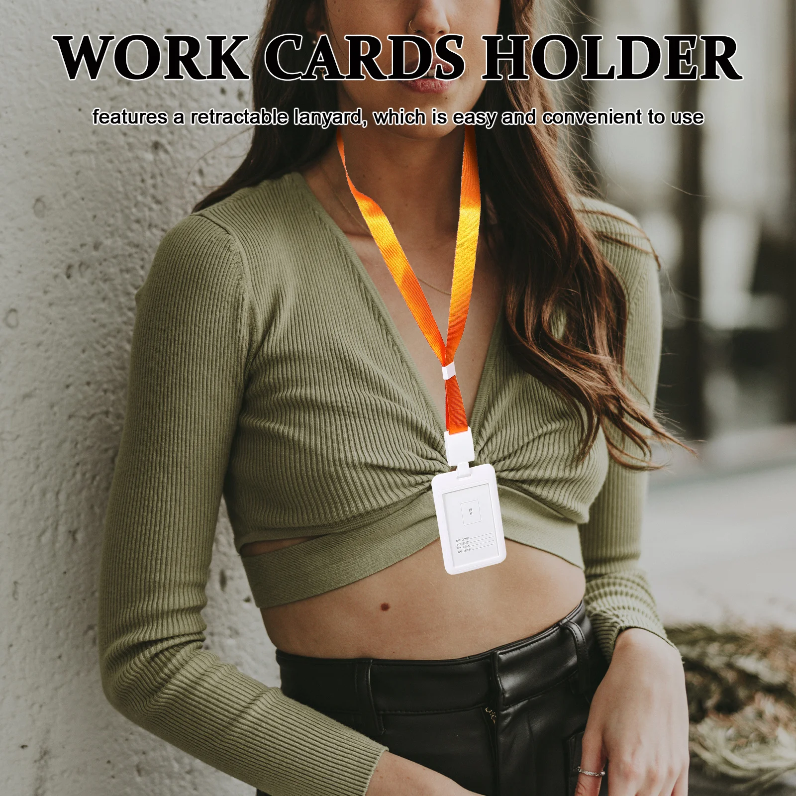 

Id Badge Holder Plastic Cards Holder Retractable Lanyard Work Card Protector Sleeve Office School Use Bright Color Badge Cover