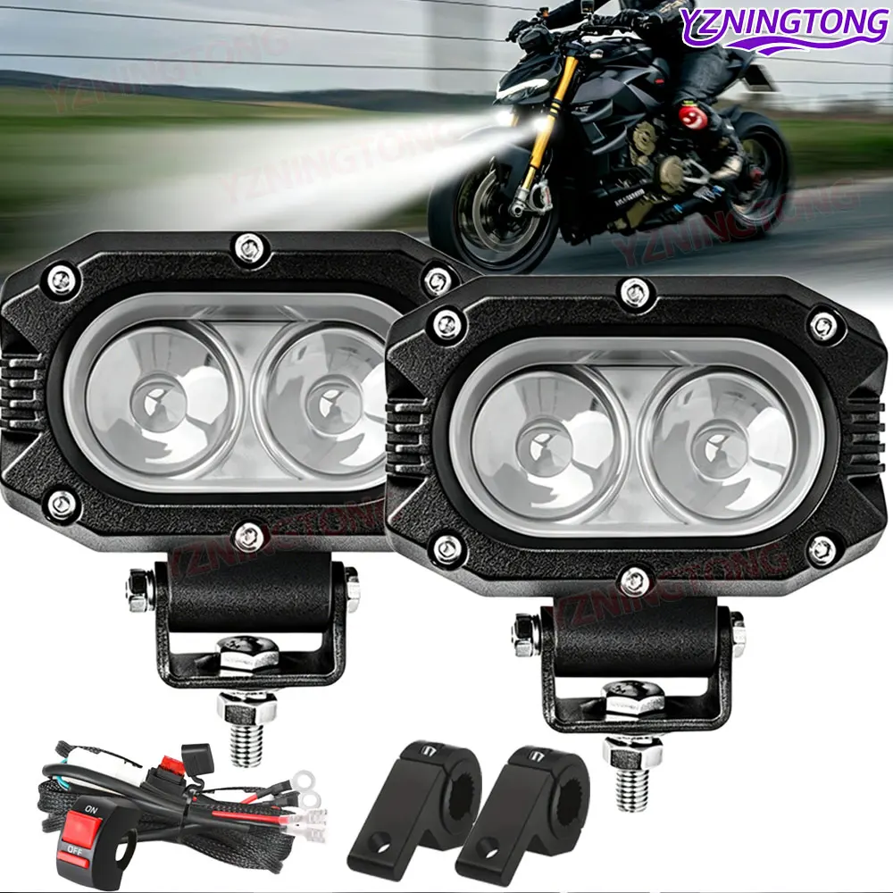 Motorcycle LED Lens Headlight 200W 12V 24V Lamp Motorbike Led Spotlight Work Light Bar Accessories for Moto Car Truck ATV SUV