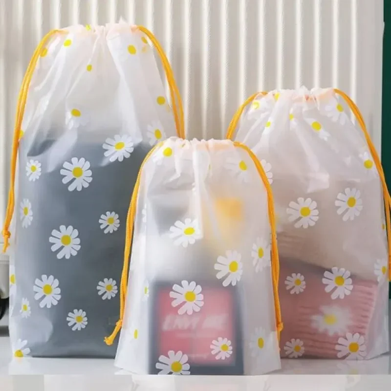 【Vendas quentes】 Bolsa de maquiagem de viagem transparente à prova d'água Toalha meia Bolsa de armazenamento de plástico com cordão para banheiro