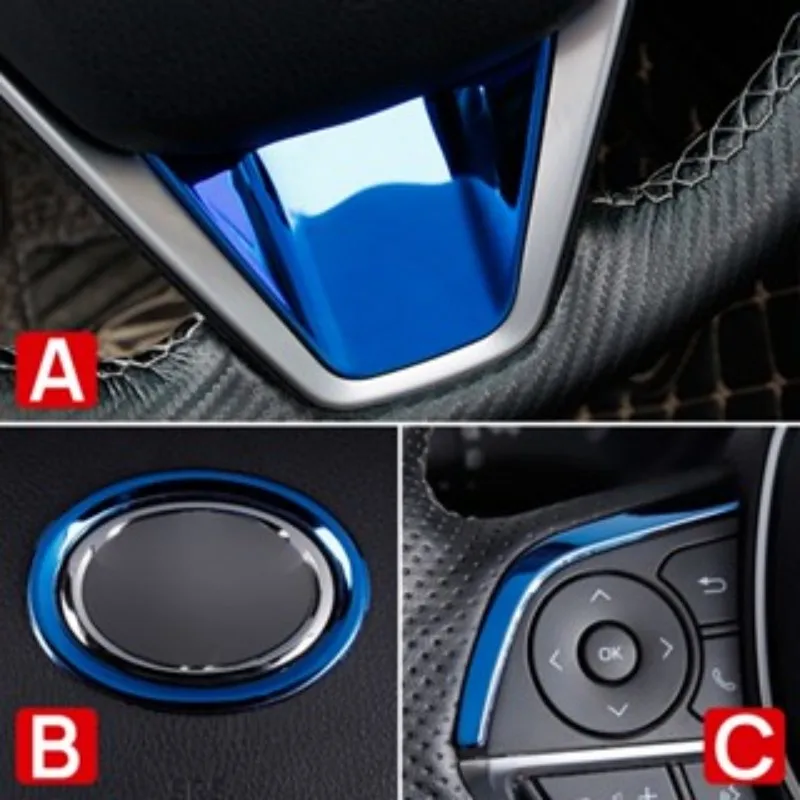 

For Toyota Camry 70 XV70 2018~2023 Hybrid Car Steering Wheel Emblem Sequin Trim Stickers Audio Speaker Button Switch Frame Cover