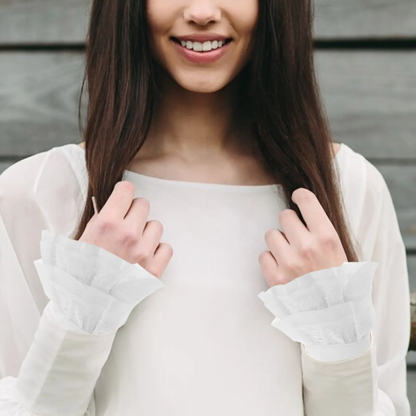 

1Pair Ruffle Fabric Fake Sleeve Cuffs Detachable Sleeve Cuffs for Women Sweaters Jackets Faux Wrist Cuff Decor