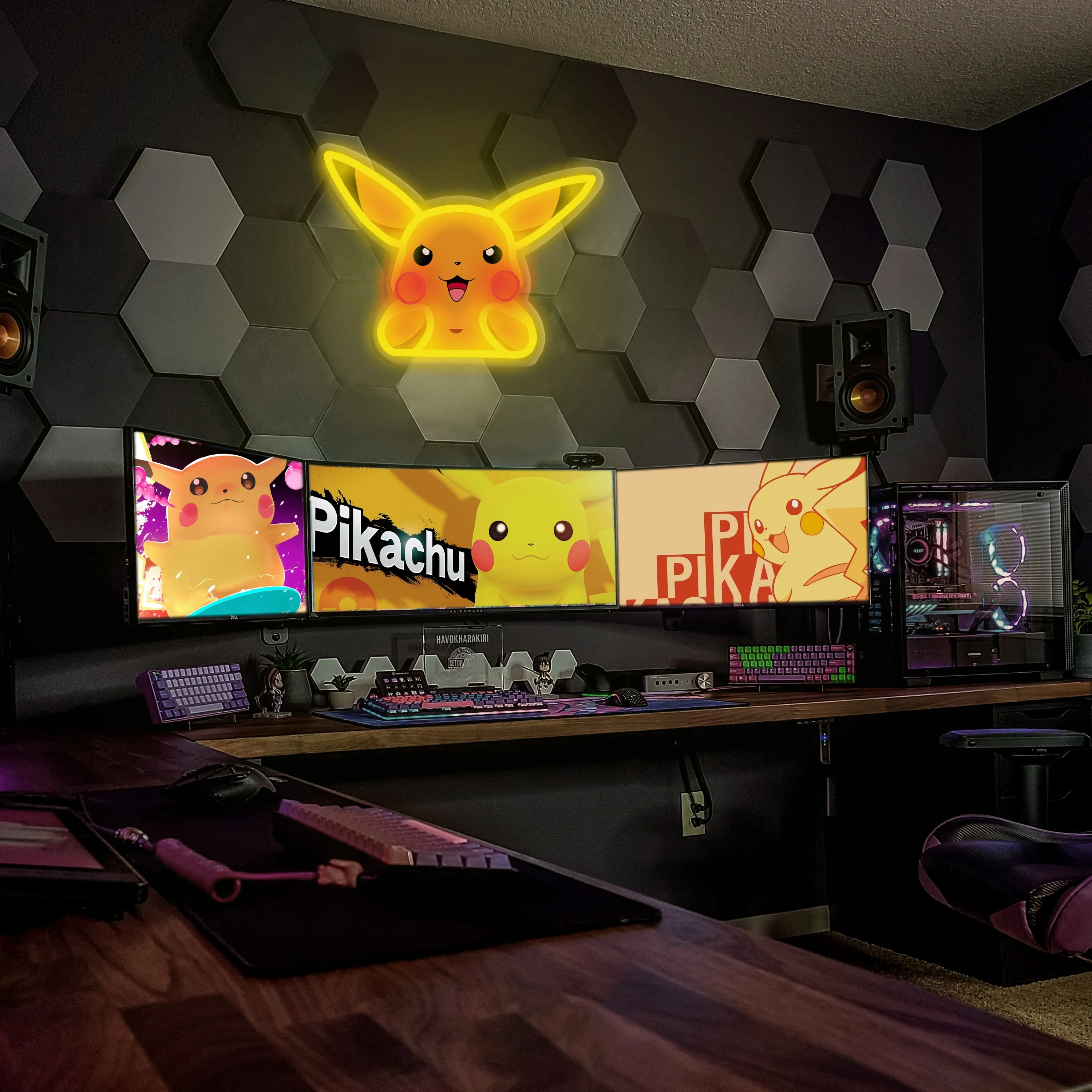 Pikachu LED Neon Light Anime Acrylic UV Print Neon Art Children's Room Wall Lamp Led Neon Sign