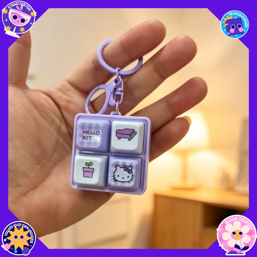헬로키티 귀여운 4키 키보드 키캡, 손가락으로 누르면 - Women'S Keychain Accessories 리뷰 및 가격