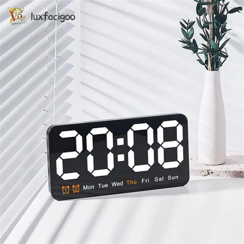 

Week Display Alarm Clock Voice Control Function Wall Clock Two Sets Of Alarm Clocks Date Display Simple Alarm Clock