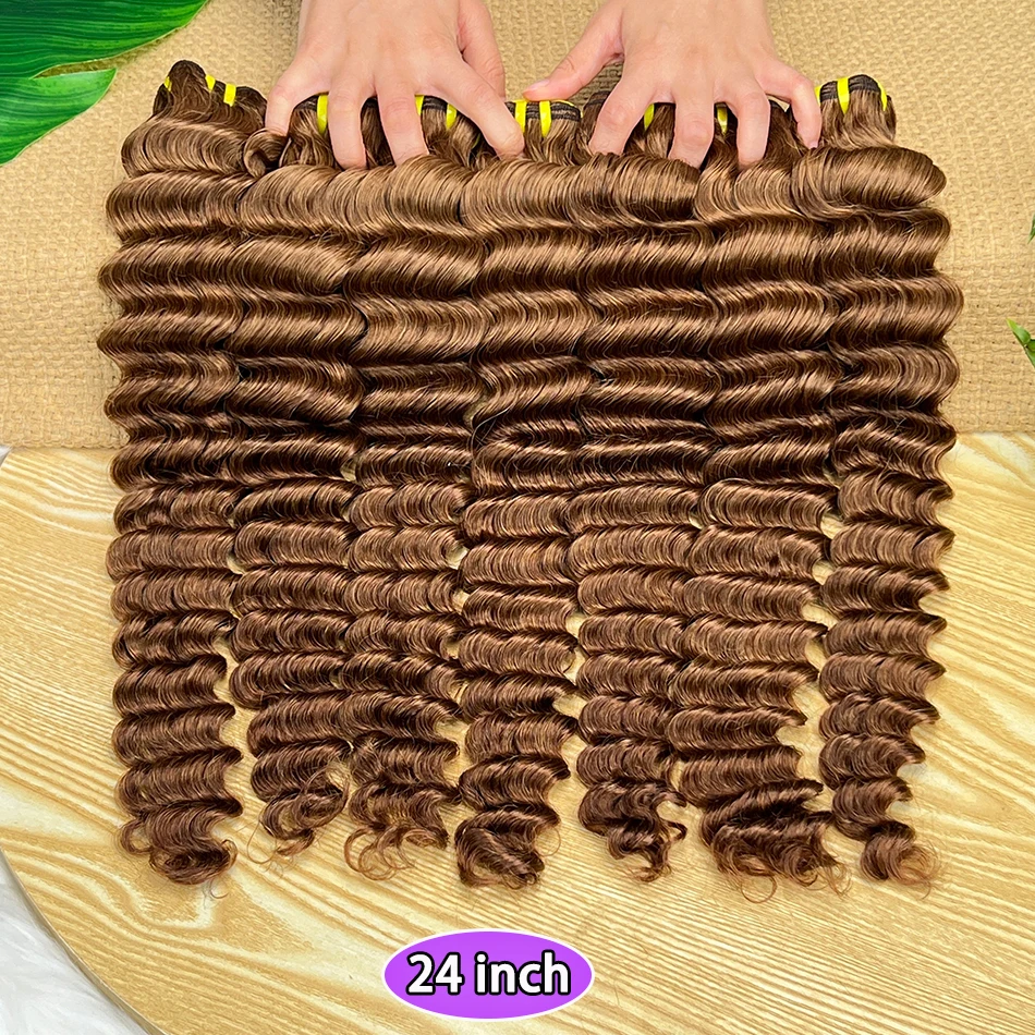 # 4 ألوان موجة عميقة حزم الشعر البشري الشوكولاته البني لحمة مزدوجة 100% الفيتنامية الشعر النسيج ملحقات حزمة صفقة للبيع