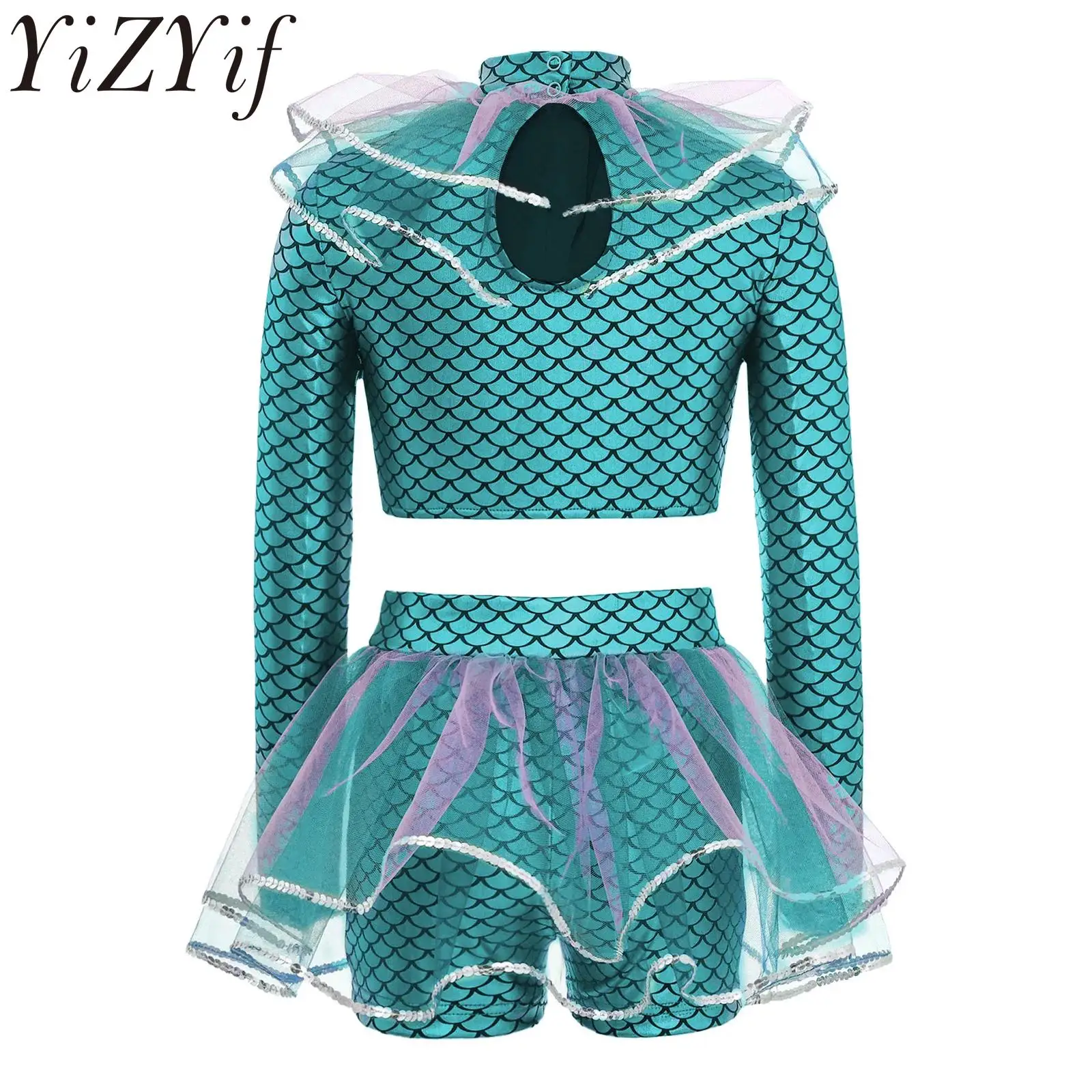 

Детский костюм для художественной гимнастики, фигурного катания, балета, джаза, на Хэллоуин, в стиле Русалки